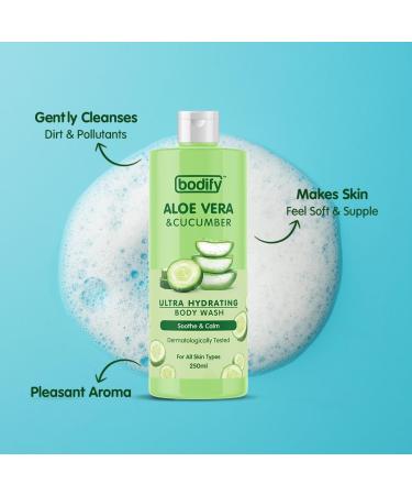 RUVYAA Aloe Vera & Cucumber Ultra Hydrating Body Wash 250 Ml | Soothe & Calm | Paraben Free | All Skin Types - Buy Online on GoSupps.com