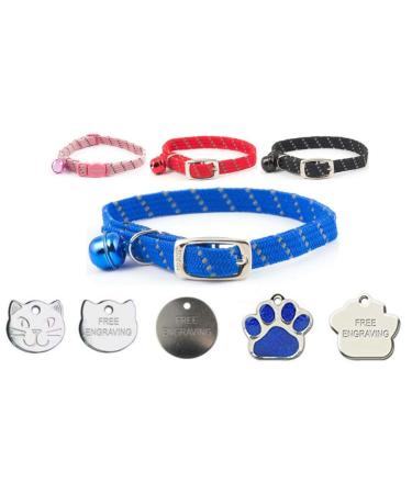JK Ancol Reflective Softweave Safety Cat Collar With Optional Engraved Tag (Blue)