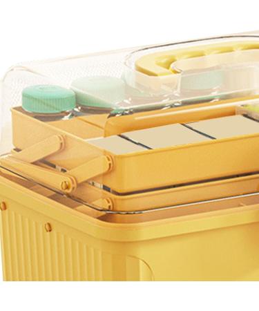 Large Capacity Shockproof Medicine Storage Box - 3 Layers Portable & Waterproof for Home & Outdoor Use | Lemon Yellow - Buy Online on GoSupps.com