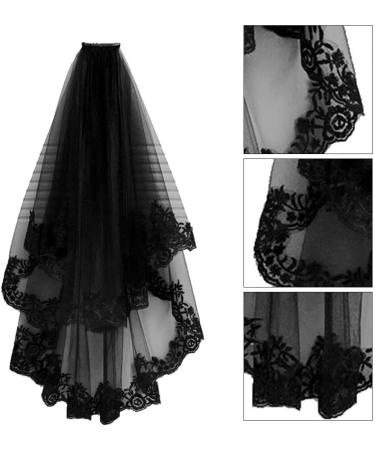 Healeved Halloween Witch Headwear Short Lace Veil Halloween Veil Halloween Headwear Retro Veil for Costume Party (Black) - Buy Online on GoSupps.com