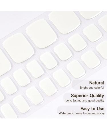 Buy Semi Cured Gel Pedicure Strips - 32 Solid Color Toenail Stickers | Snow White Full Nail Wraps for Women Girls & Kids - Includes Prep Pads Nail File & Wooden Stick - Buy Online on GoSupps.com
