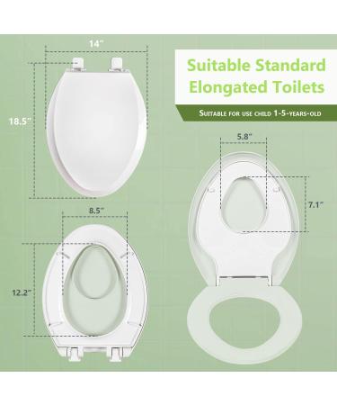 WSSROGY Elongated Toilet Seat with Built-In Potty Training Seat - Magnetic Kids Seat and Slow Close Cover - Fits Adult and Child - White Plastic - Buy Online on GoSupps.com