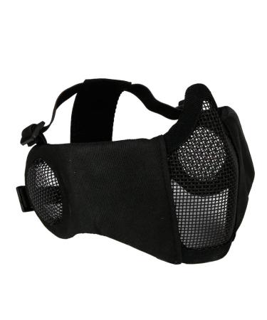 AOUTACC Airsoft Mesh Mask, Half Face Mesh Masks with Ear Protection for CS/Hunting/Paintball/Shooting Mesh Ear, BK