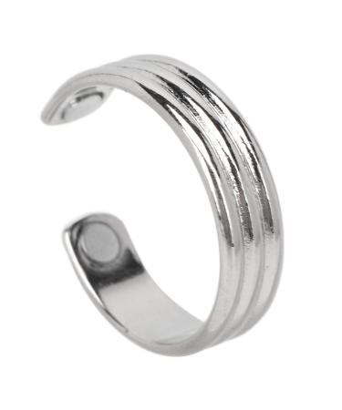 Magnetic rings for women men elegant adjustable against fatigue joint pain metal ring jewelry accessories (silver)