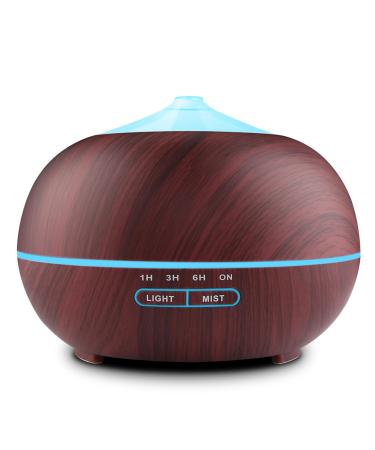 Aroma diffuser for essential oils: 400ml Diffuser essential oils Ultrasound Luminaire fragrance oil fragrance oil fragrance lamp cool manure humidifier with 7 colors LED for bedroom office - wood grain brown