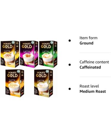 multiple Mokate Gold Premium Latte Selection of 5 flavours Caramel Classic Irish cream Vanilla Macchiato 5x 10 Sachets - Buy Online on GoSupps.com