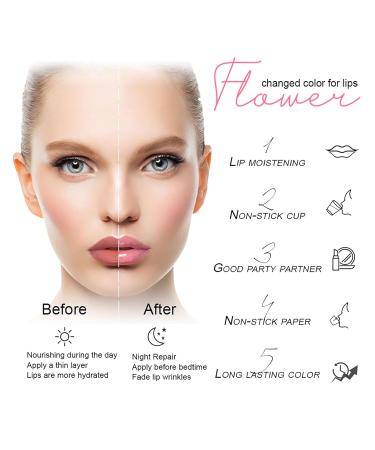 6 PCS pH Color Changing Lipstick - Crystal Flower Jelly Lip Balm for All Skin Tones | Soft Tint & Shimmer Effect (Pink) - Shop Internationally - Buy Online on GoSupps.com