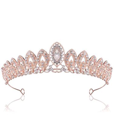 Rhinestone Crystal Tiaras and Crowns Headband For Women Birthday Pageant Wedding Prom Princess Crown Rose Gold