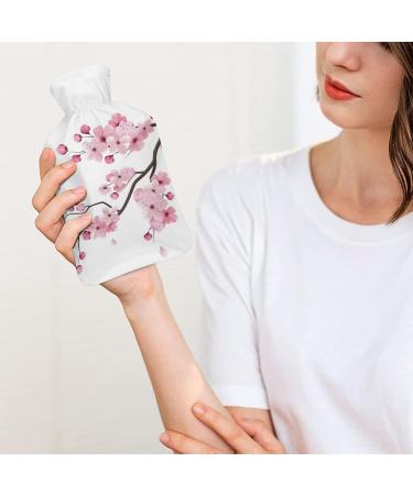 Cherry Blossom Hot Water Bottle with Plush Cover - Hand Warmer for Adults & Kids | 26.5x15.3cm - International Shipping Available - Buy Online on GoSupps.com