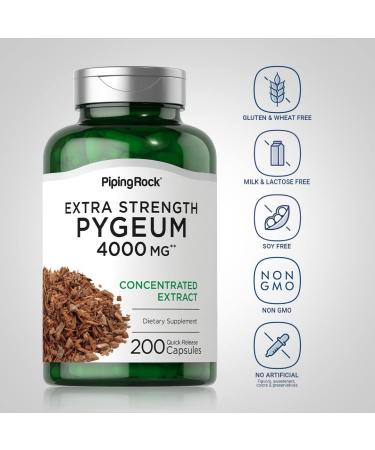 Pygeum Africanum Extract 4000mg | 200 Capsules | Piping Rock Extra Strength Supplement - Buy Online on GoSupps.com