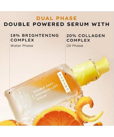 Hyphen 18% Brightening + 20% Collagen Face Serum | Double Serum with 11% Mandarin 5% Niacinamide 2% PGA & Bakuchiol | Brightening & Collagen Boost | Dark Spots & Melanin Reduction | All Skin Type-50ml - Buy Online on GoSupps.com