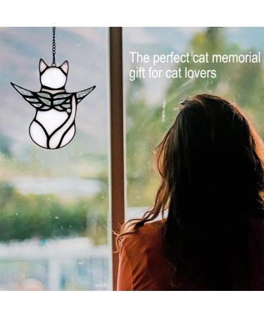 Lam-lord Angel Cat Memorial Gifts Ornaments Stained Acrylic Window Hanging Decor Angel Wings Cat Sun Catcher Pet Memorial Statue for Cat Lovers Pet Loss Cat Themed Sympathy Present(White) - Buy Online on GoSupps.com