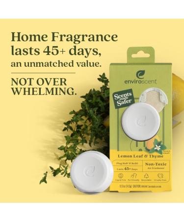 Enviroscent Non-Toxic Air Freshener - Lemon Leaf & Thyme Plug-In | 45+ Days of Home Fragrance | Refillable Essential Oil Set - Buy Online on GoSupps.com