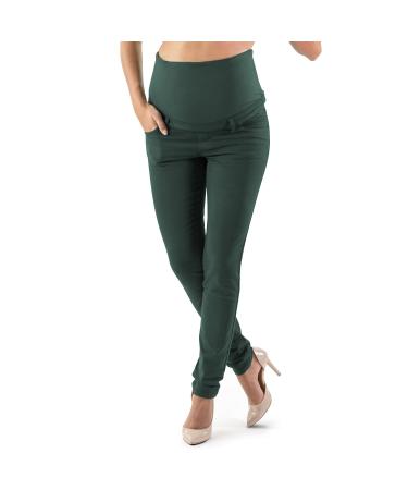 Milano - Maternity Jeans for Pregnant Women Ultra Stretch Buttery Soft Denim Comfortable Slim Clothing. High Waisted Over The Bump Band 18 Green