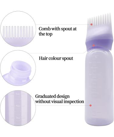 FINEASY 2 Pcs Hair Dye Brush Bottle Root Comb Applicator for Salon & Home Hair Coloring - White Purple - Buy Online on GoSupps.com