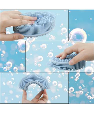 Silicone Exfoliating Body Scrubber & Bath Brush - Gentle Massage for Smooth Skin | Easy to Clean & Hygienic - Blue - Buy Online on GoSupps.com