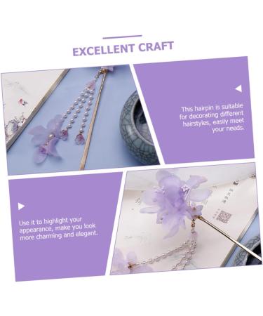 Beavorty Hairpin japanese hair sticks vintage retro hair sticks chinese hair barrettes hanfu hair accessories flower hair clips for women haircut decorate Miss Japanese-style fabric purple - Buy Online on GoSupps.com