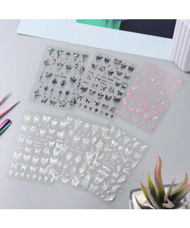3D Metallic Black Butterfly Nail Stickers | Laser Pink Aurora Nail Design & Punk Accessories - Buy Online on GoSupps.com