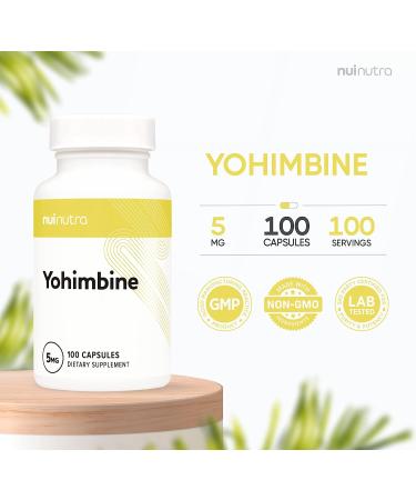 Nui Nutra Yohimbine HCl Extra Strength Supplement 5mg - 100 Capsules | Yohimbe Bark Extract for Energy, Endurance & Body Composition | Buy Now - Buy Online on GoSupps.com