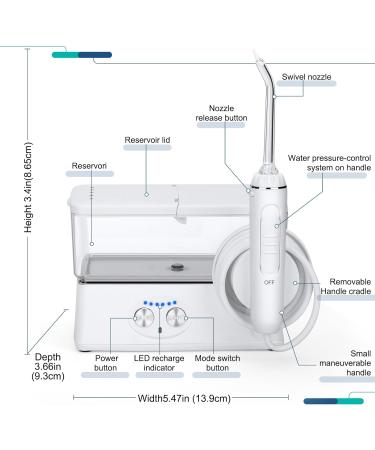 H2ofloss Water Flosser: 5 Jets, 6 Modes, IPX7 Waterproof, USB Rechargeable - for Home & Travel - Buy Online on GoSupps.com