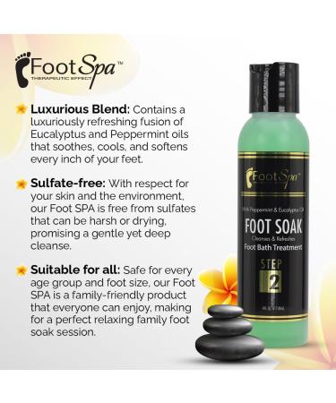 FOOT SPA: Eucalyptus & Peppermint Foot Soak - Cleanses Softens & Refreshes 4 Oz | International Shipping Available - Buy Online on GoSupps.com
