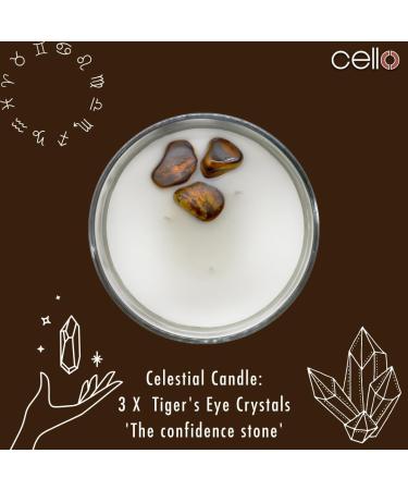 Celestial Large Scented Candle with Tigers Eye Gemstones - Ideal Astrology Gift for Men and Women - Buy Online on GoSupps.com