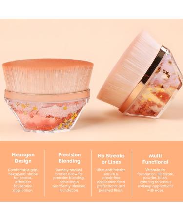 Buy Crystal Gold Kabuki Hexagon Foundation Makeup Brush - Perfect for Liquid Cream & Powder Cosmetics | International Shipping Available - Buy Online on GoSupps.com