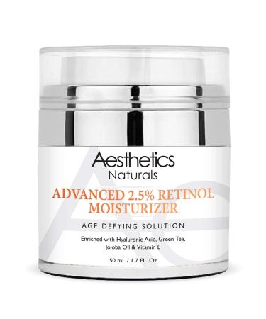 Retinol Cream - Anti-Aging Face & Neck Moisturizer with 2.5% Retinol Vitamin E Green Tea Hyaluronic Acid Organic Jojoba Oil & Shea Butter Day & Night Anti-Wrinkle Cream 1.7oz
