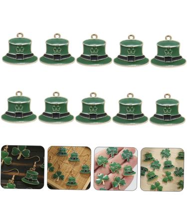 Lurrose 10pcs Drip Oil Alloy Pendant Irish Hat Small Leaf Charm Love Hat Shape Pendants Do It Yourself Metal 0.2X2X2.2CM Green Golden - Buy Online on GoSupps.com