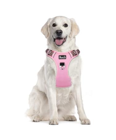 Eyein Dog Harness for Large Dogs Adjustable Breathable Reflective Padded and Breathable Chest Harness with Handle and Front Bar for Daily Training (Pink XL) XL(Neck: 55-83cm Chest: 50-94cm) Pink