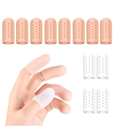 RosewineC 12pcs Gel Finger Cots Silicone Finger Protectors Breathable Finger Sleeves Finger Bandages Finger Covers with Hole for Hand Eczema Finger Cracking or Arthritis 2 Colors