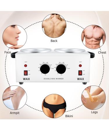 Double Wax Warmer For Hair Removal Waxing Kit For Women & Men Hard Wax Kit Wax Machine For Hair Removal Dual Wax Pot Warmer Professional Adjustable Temp Waxing Kit For Full Body Facial Home Salon (White - Double Pot) - Buy Online on GoSupps.com