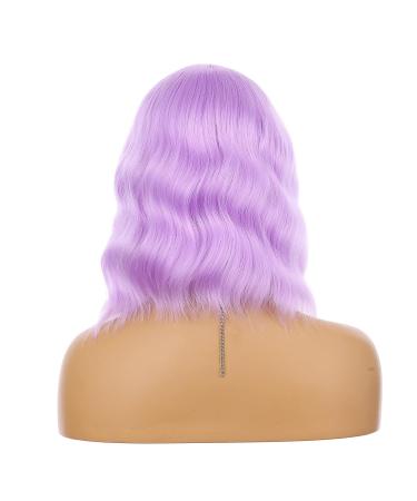 eNilecor 14 Inch Lavender Purple Short Bob Wig for Women - Natural Wavy Synthetic Wig for Cosplay and Party Costume - Buy Online on GoSupps.com