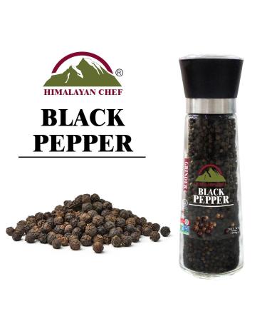 Himalayan Chef Black Peppercorns Glass Grinder 6.4 oz - Premium Quality Peppercorns for Gourmet Cooking - Single Pack - Buy Online on GoSupps.com