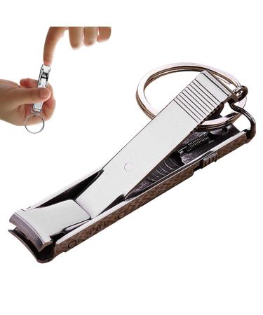 Nail Clipper - Stainless Steel Nail Clipper | Portable Curved Nail Clipper with Safety Lock | Ultra Slim Foldable Nail Cutter with File | Portable Wide Jaw Opening Cutter for Thick Nails
