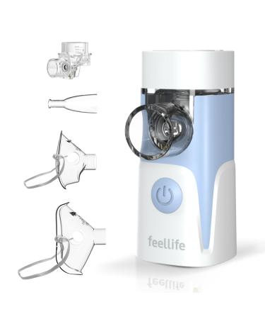 FEELLIFE inhalation device for children & adults - quiet inhalator for babies - portable easy & effective for respiratory diseases - music function 2 medical mug including blue