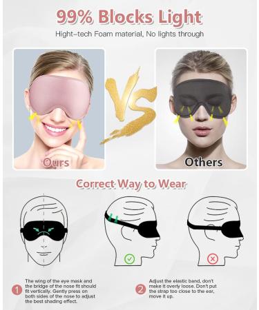 3D Contoured Sleep Mask for Women Men - 99% Blackout Eye Covers - Comfortable & Adjustable - Perfect for Travel and Lash Extensions - Pink - Buy Online on GoSupps.com