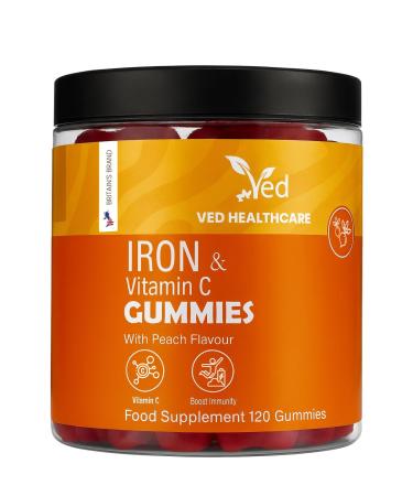 Iron Supplement Gummies 12.5 mg for Women & Men - Iron Gummies with Vitamin C - Chewable Prenatal & Adult 120 Iron Gummies