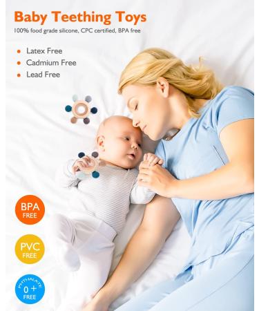 Akolik Teething Toy for Babies 0-6 6-12 Months | BPA-Free Silicone Teether with Wooden Ring | Chewable Rudder Design - Buy Online on GoSupps.com