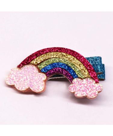 Lurrose 10Pcs Glitter Hair Clips - Rainbow Cherry Unicorn Shiny Crocodile Clips for Girls | International Shipping - Buy Online on GoSupps.com