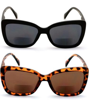 Bifocal Women s Butterfly Sunglasses - Fun Cateye Outdoor Readers in Black & Tortoise - 2.0x Magnification - Stylish & UV Protection - Buy Online on GoSupps.com