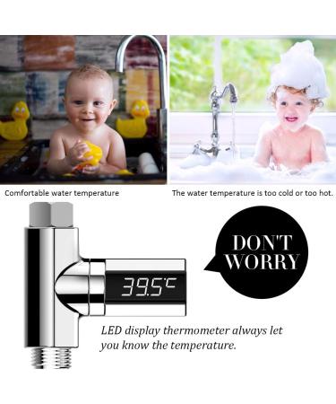 Kylewo Bathe Thermometer - LED Display Shower Water Clock Real-Time Temperature Monitoring (5-85 C) with 360 Rotating Screen - Buy Online on GoSupps.com