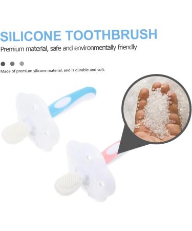 Lurrose Silicone Toothbrush Tool for Children - Dental Care Cleaning Brush & Mouth Cleaner - 1 Pack Pink - Buy Online on GoSupps.com
