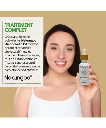 Nakungoo Hair Growth Oil Huile Essentielle de Romarin pour la Pousse des Cheveux avec Argan Menthe Poivr e Citron Jojoba | Serum Croissance Made in Italy Antichute Anti Frisottis 100% Naturel - Buy Online on GoSupps.com
