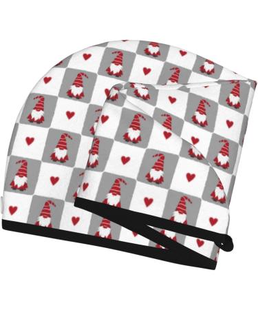 Hair Towel Wrap - Quick-Dry Towel Turban with Button Design (Gnomes & Hearts) | Perfect for International Shipping - Buy Online on GoSupps.com