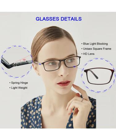 Eyeurl 2 Pack Blue Light Blocking Reading Glasses for Men & Women Rectangular Computer Readers with Spring Hinges Anti-Blue Light 1.5x Frames in Black & Brown - Buy Online on GoSupps.com