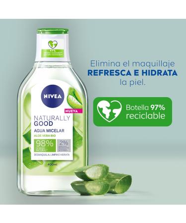Nivea Naturally Good Micellar Water with Organic Aloe Vera (400 ml) - Facial Cleanser for Makeup Removal & Impurities Natural Hydrating Ingredients - Buy Online on GoSupps.com