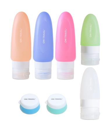 Silicone travel bottles set for travel body care items OW Travel.TSA-compliant spout-proof BPA-free travel bottle for travel set Liquids Hand luggage shampoo bottle to fill 7 pieces