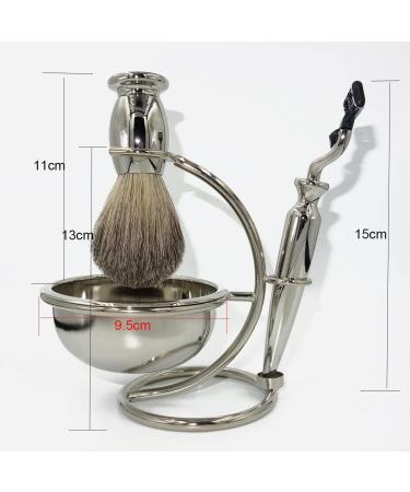Buy Crody Simplicity Men's Shaving Brush Set - Alloy & Natural Roof Hair - Stylish Silver Design - Includes Safety Soap Cup Holder 15x16cm - International Shipping Available - Buy Online on GoSupps.com