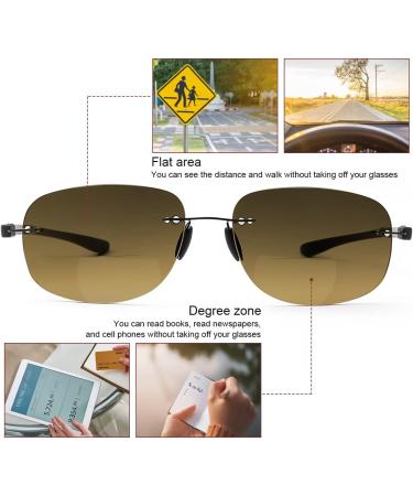 Devirld Bifocal Reading Glasses - UV400 Sports Sunglasses for Men & Women - Retro Classic Safety Glasses | 2 Pairs Black & Brown 2.0x - Buy Online on GoSupps.com